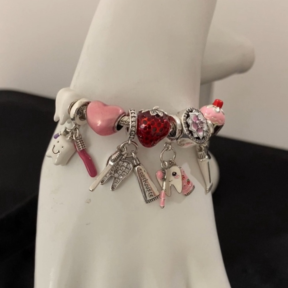 Linx Snake Chain Bracelet with Dental Themed Charms